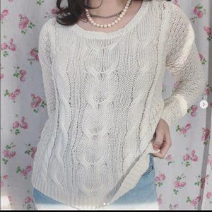 2000s white cable knit gilmore girls sweater